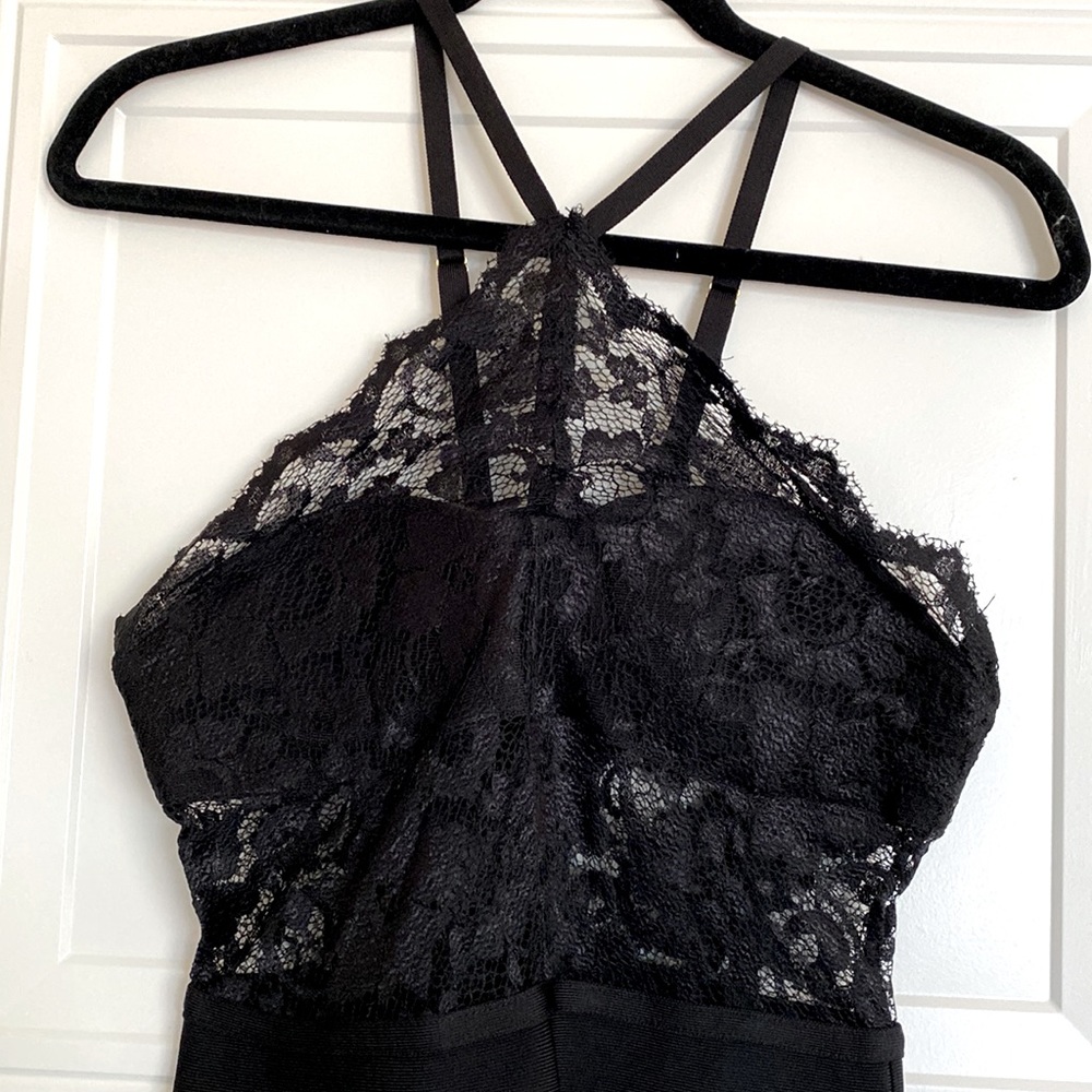 Black lace bodycon dress